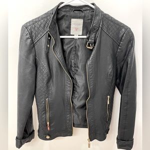 Guess Black Cropped faux-leather jacket